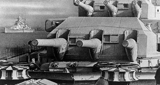 28 cm turrets of KMS Scharnhorst, with Gneisenau in the background