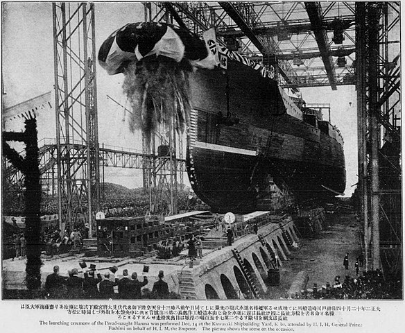 Launch of IJN Haruna, December 1913