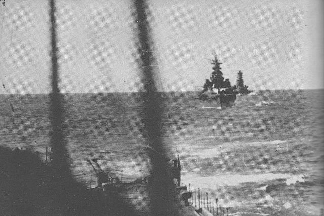 Kondos bombardment force heads towards Guadalcanal during the day on 14 November