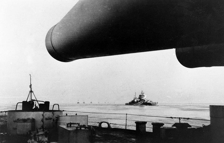 HMS Valiant seen from Warspite in June 1943