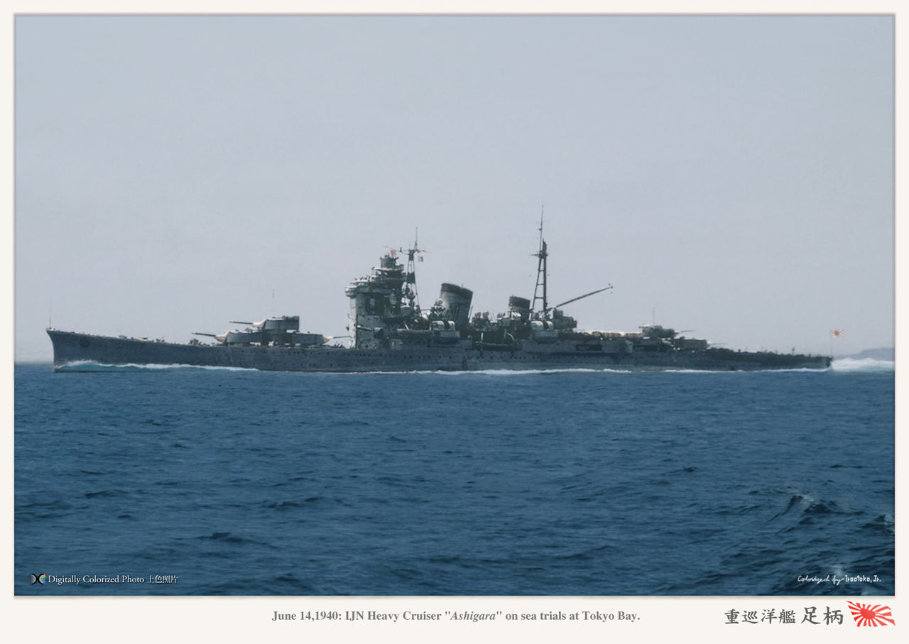IJN Ashigara in 1940 post-refit sea trials, colorized by irootoko jr.