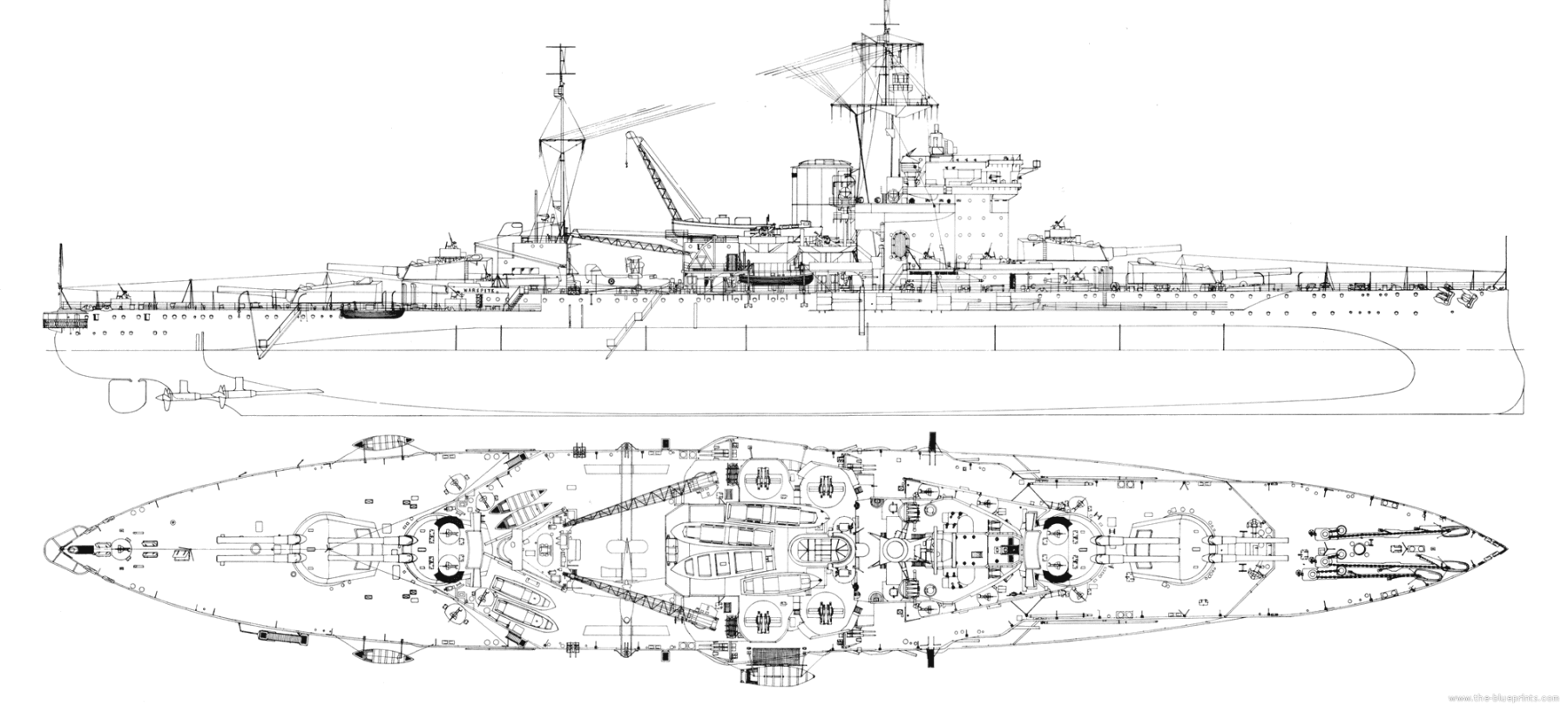 The blueprints- warspite as rebuilt