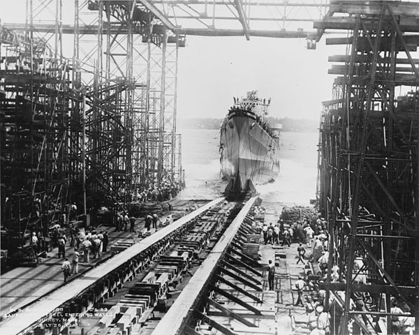 Launch of USS San Diego at Fore River Shipyard, 26 July 1941