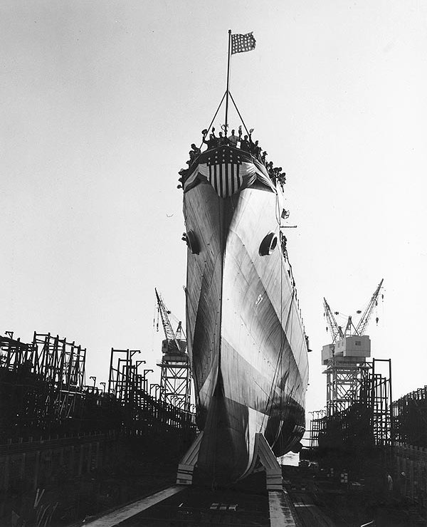 Launch of USS Flint, 25 Jan. 1944