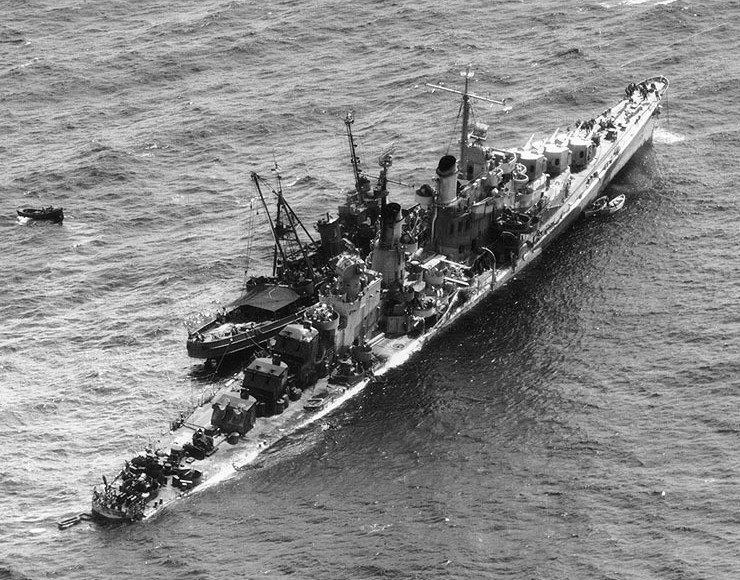 USS Reno, badly damaged November 1944