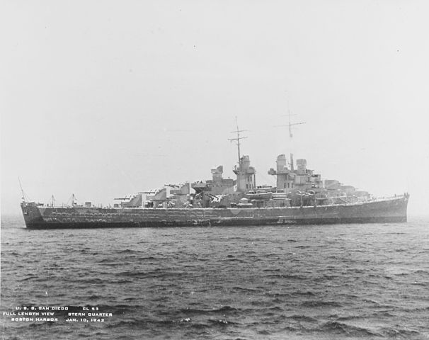 USS San Diego off Boston, 10 January 1942