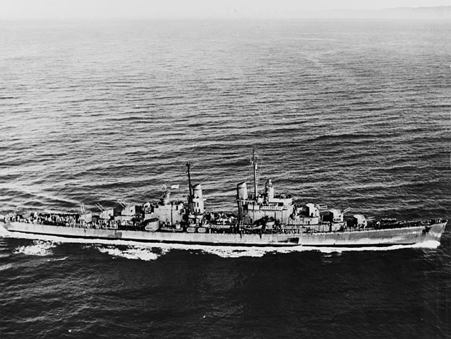 USS San Diego underway, 8 March 1944