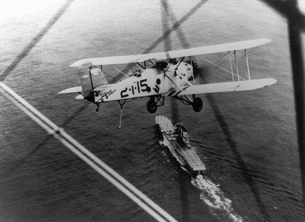 Martin T4M of VT-2B, over USS Saratoga in 1939