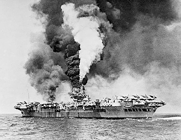 HMS Formidable hit by a Kamikaze