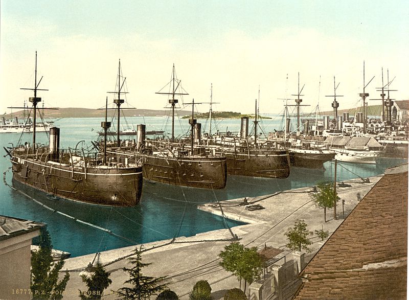 The Austro-Hungarian Navy in Pola Harbour, circa 1890