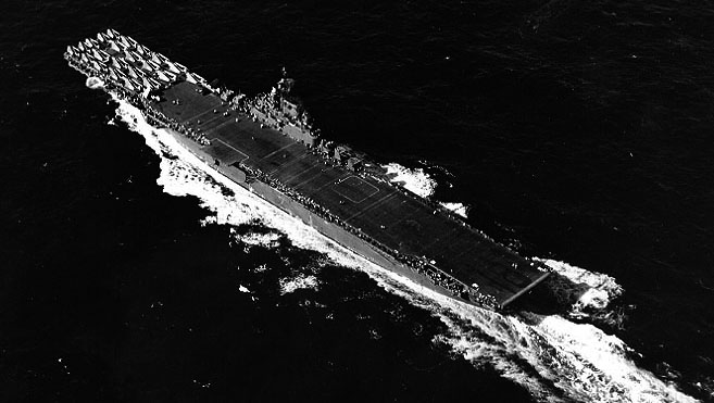 USS Wasp CV-18 underway off Trinidad 22 February 1944